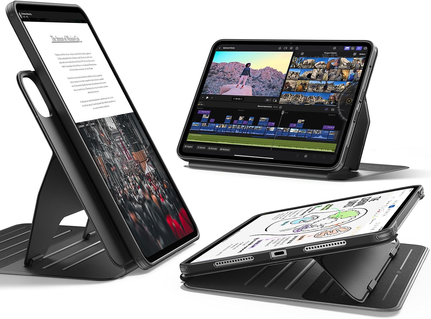 ESR for iPad Pro 13 Inch Case (M5/M4) 2025/2024, Removable Magnetic Cover with Pencil Charging & Storage, Adjustable Portrait/Landscape Stand, 9 Standing Angles, Shift Series, Black