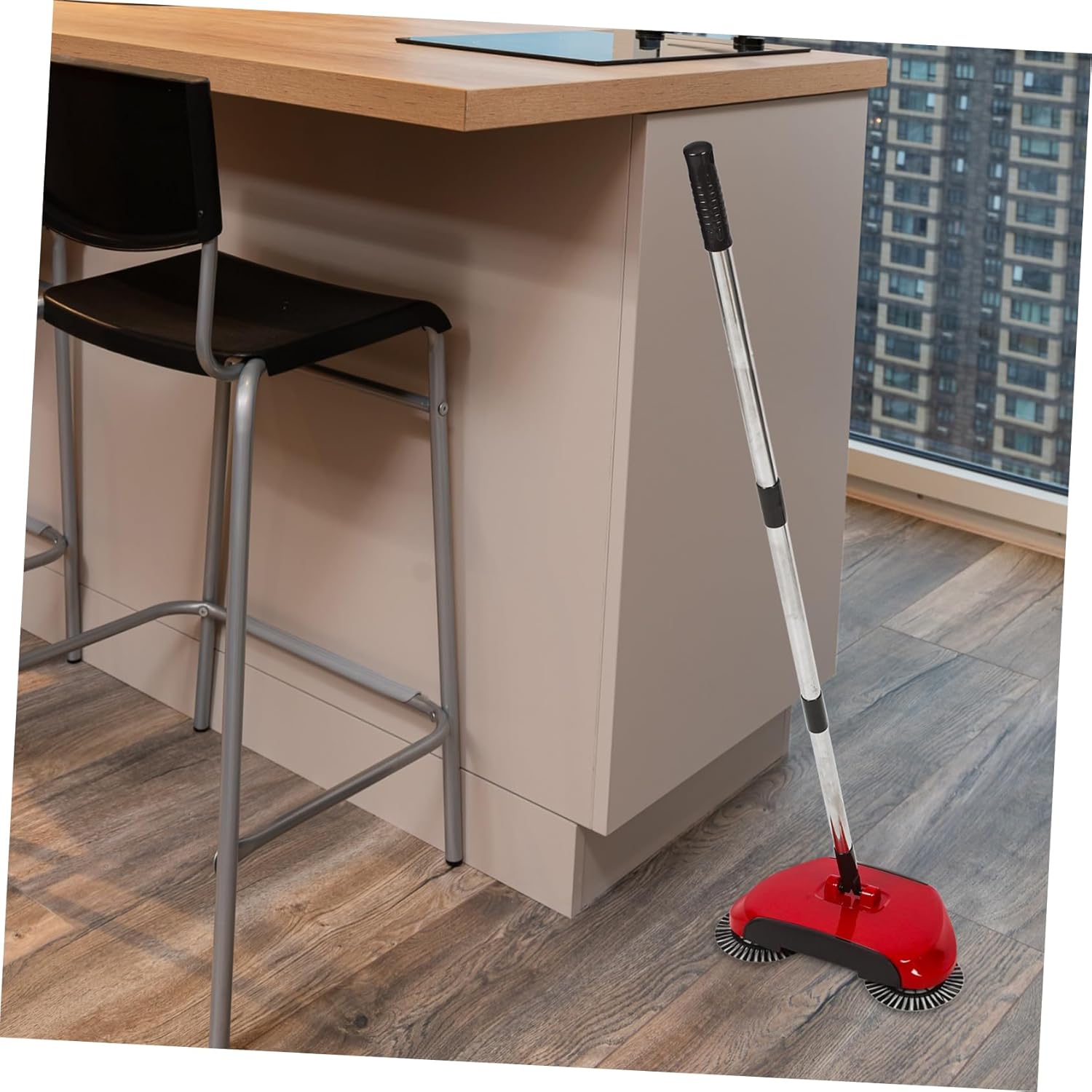 360° Rotating Push Sweeper Handheld Broom Dustpan Non-Electric Floor Cleaner Random Color