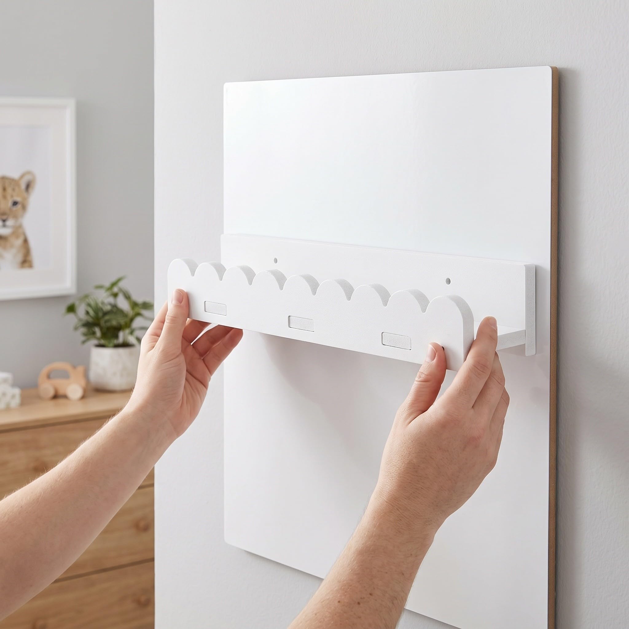 Estante magnético de Pared para Libros Infantiles, estantería Flotante para niños, estantería Ondulada de PVC Blanco para Libros, Juguetes, Marcos de Fotos y decoración de aulas.