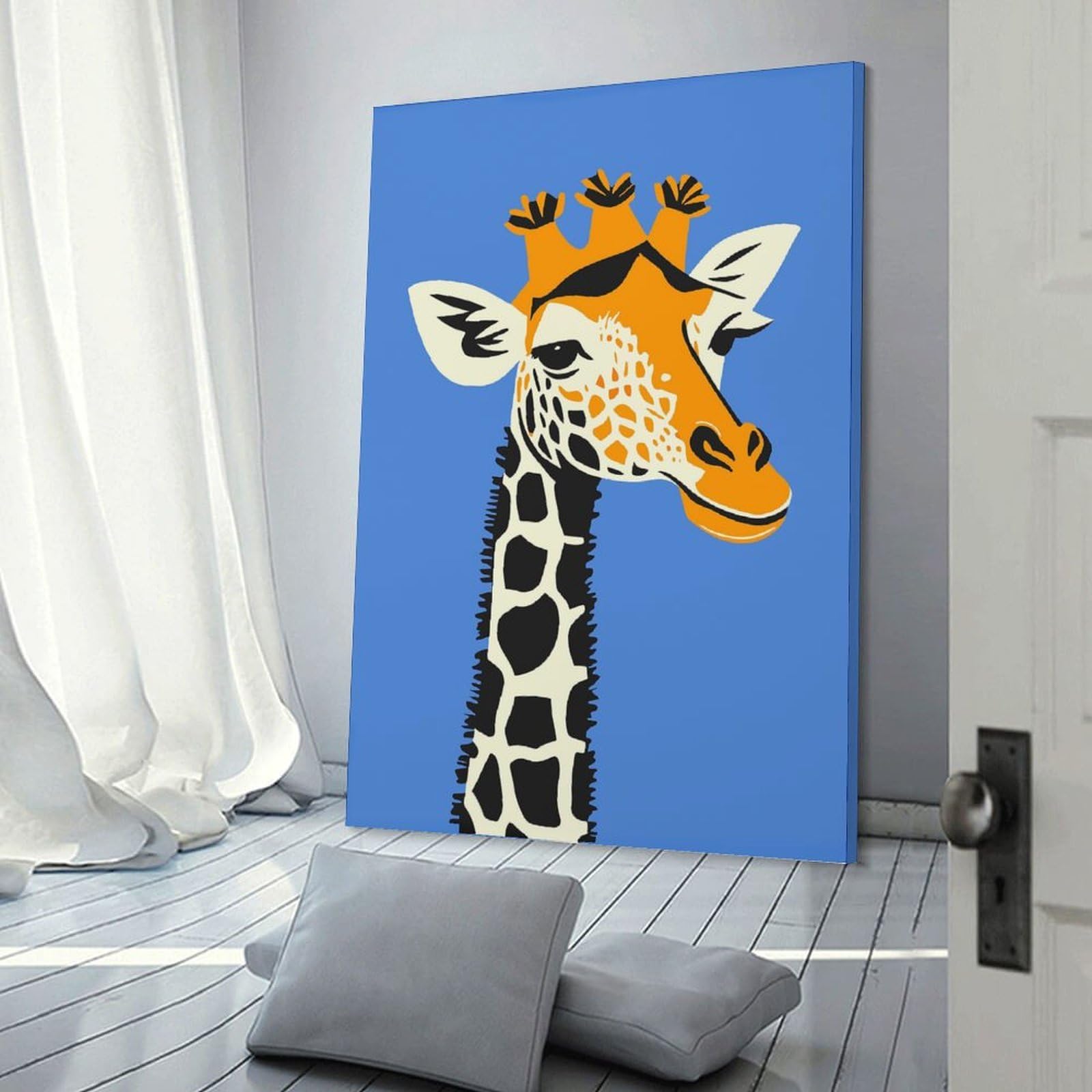 Junmoney Canvas Wall Art Proud Cute Giraffe, 16x24inch(40x60cm), for Corridors, Hallways Or Apartment Entries, Decorative Canvas Styling for Entry Areas