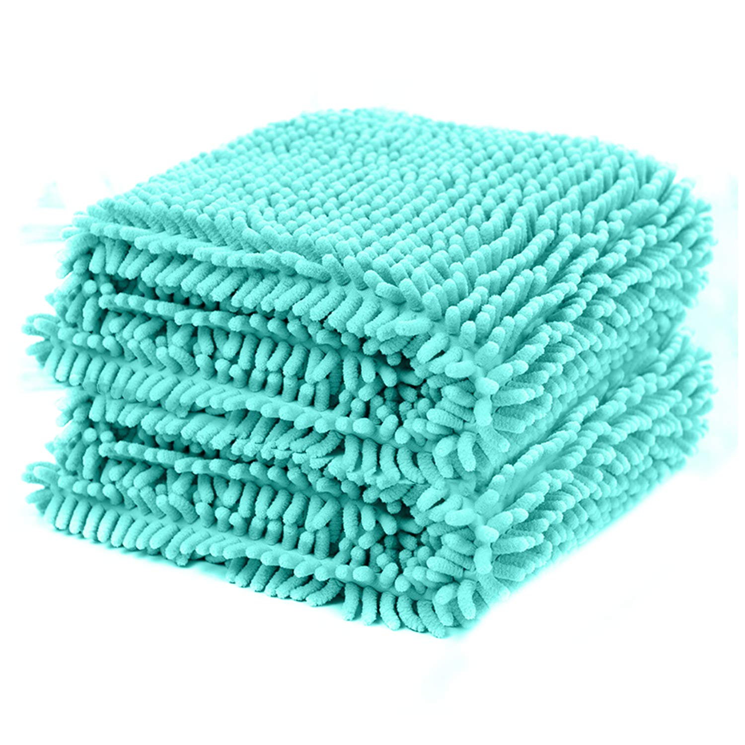 PETCUTE Toalla Ultra Absorbente para Perro Toalla de Microfibra para Mascotas con Bolsillos de Mano para Limpieza de Baño de Perro o Gato(Cian L-35x80cm)