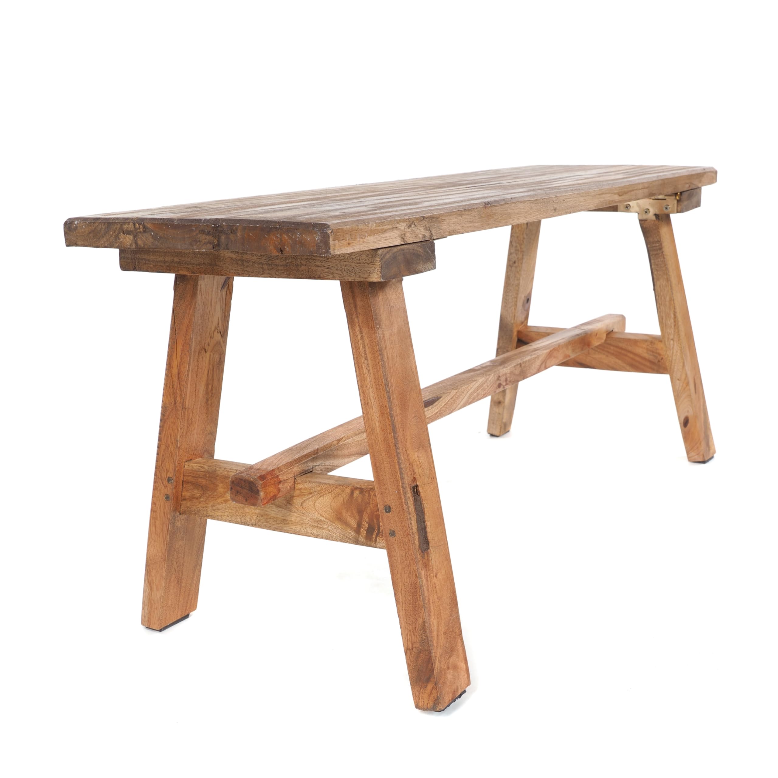 Design Delights - Panca da Cucina in Legno Riciclato, Pieghevole, 90 x 39 x 26 cm (L x A x P), Stile Rustico