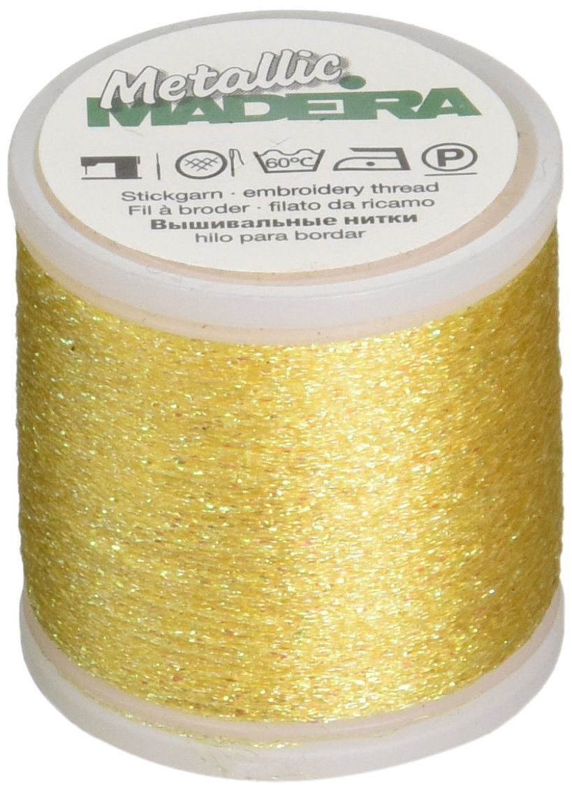 Madeira #303 Yellow M9842-303 Thread, 70% Polyamide/30% Metallised Polyester, 303 Yellow, 200 M