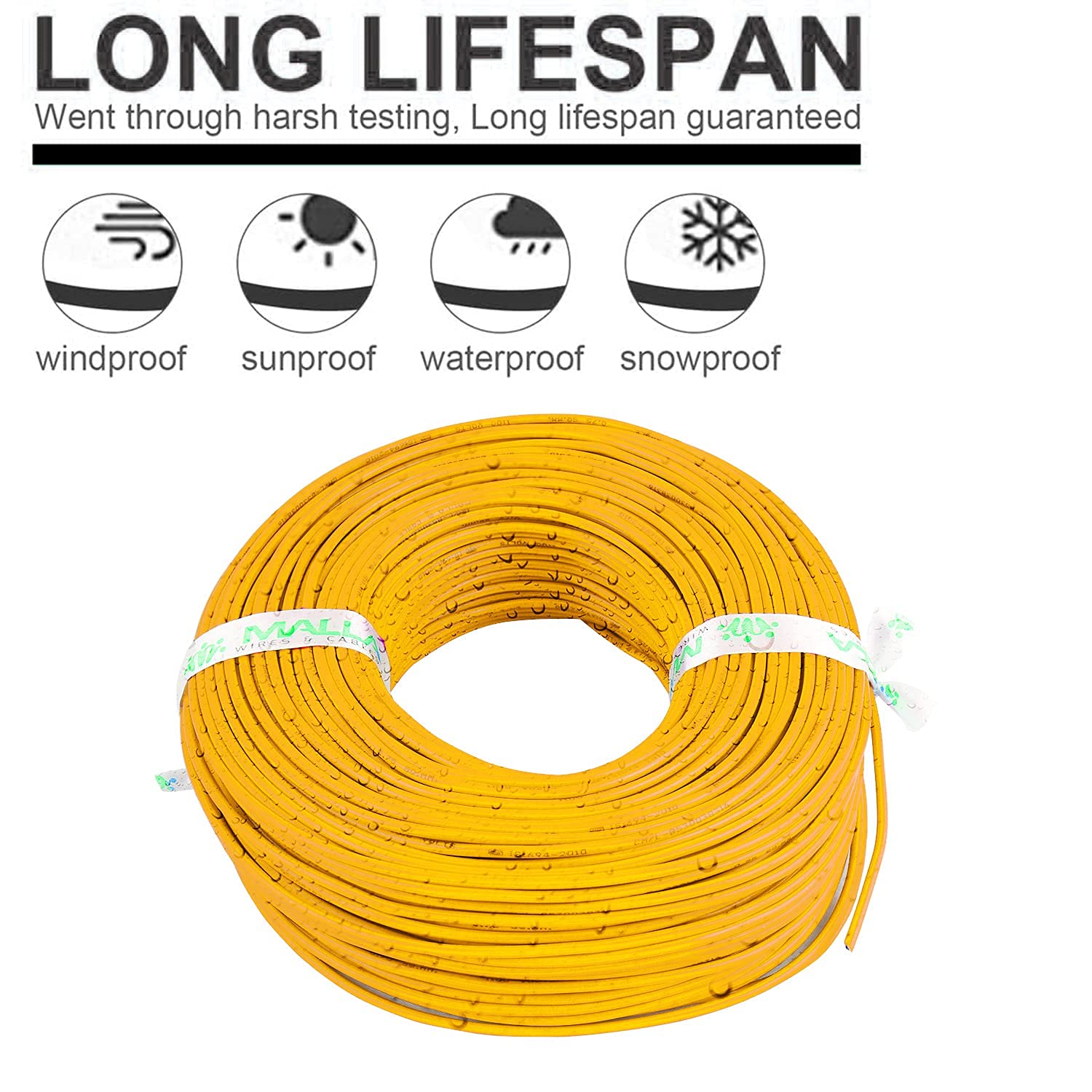 MALLA Copper Wire with Triple Layer PVC Coating, Single Core Flexible Electric Cable for Domestic & Industrial Connections (1.0 mm, 90m Long, Yellow, 2 Pcs), (MLWC06_2) — Amazon image 4