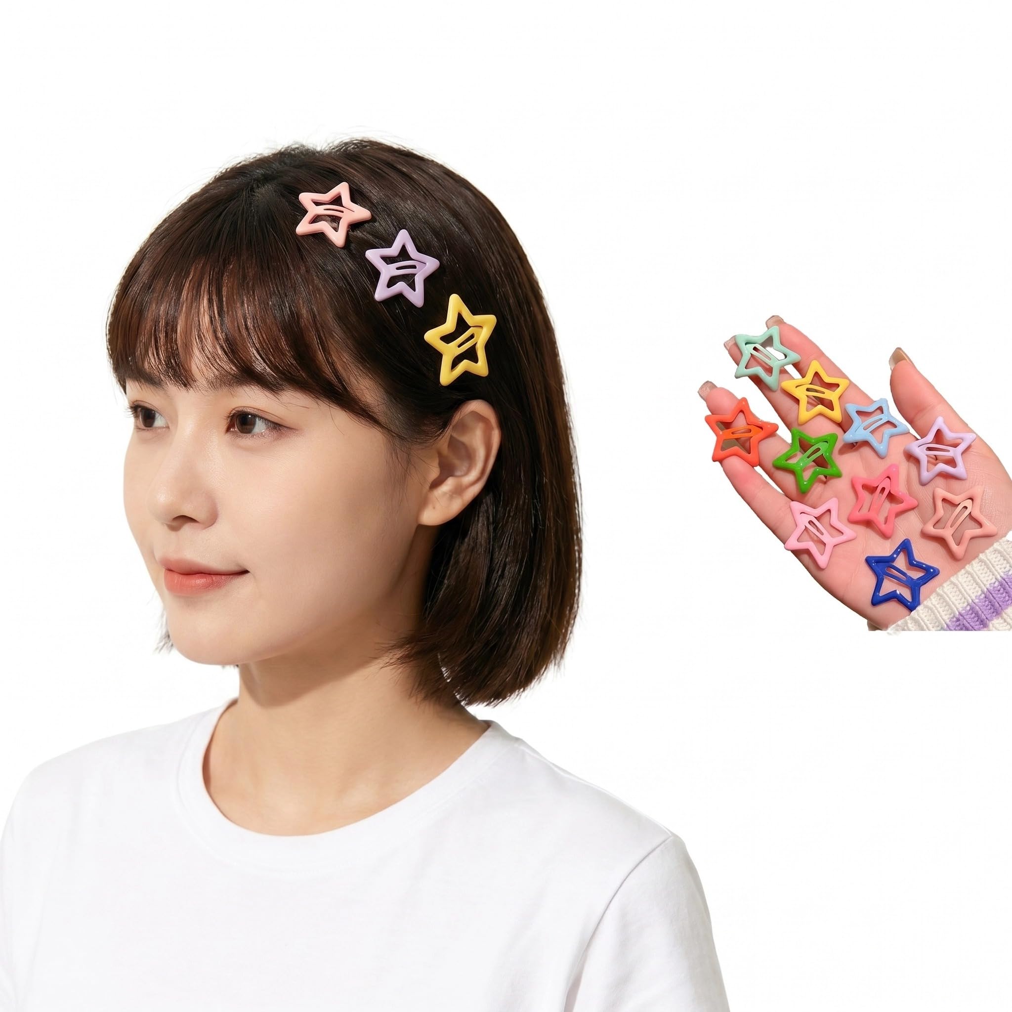 acca ホリデー　星型ヘアクリップ Amazon.co.jp: 10個カラフル星型ヘアクリップ ダイカット バンス