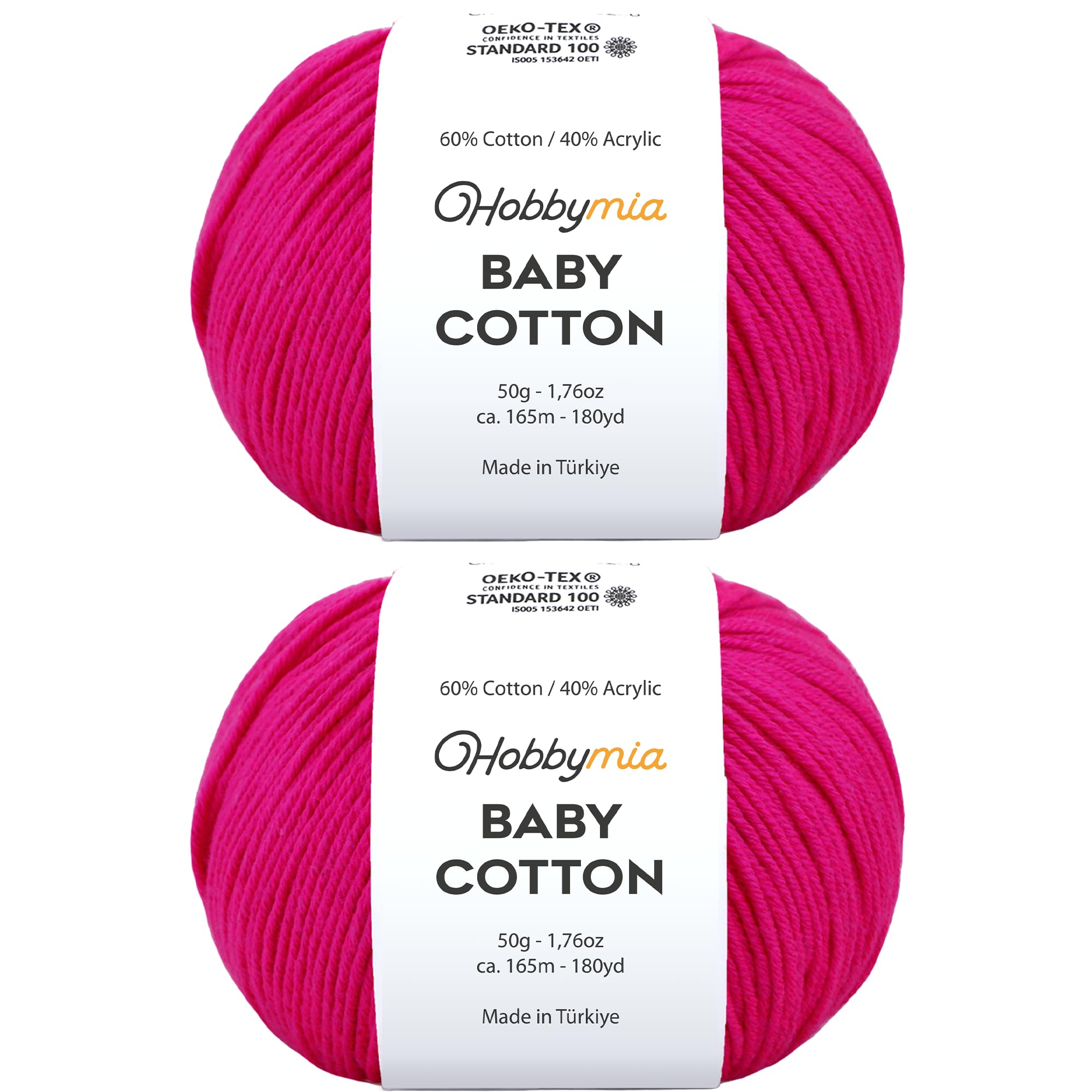 Baby Cotton Blend Yarn – Soft Sport Weight Yarn for Crochet & Amigurumi - 50g/180yds - 60% Cotton 40% Acrylic - Ideal for Baby & Knitting Proj.(Neon Green, 1 Ball) — view 132