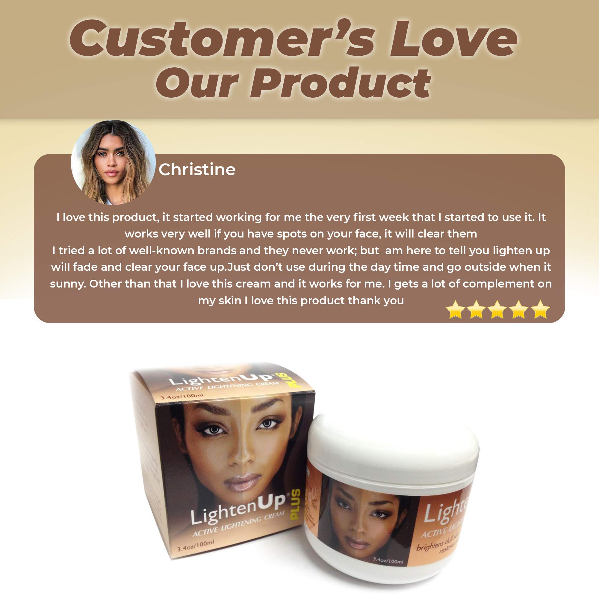 LightenUp Plus, Active Skin Brightening Cream 3.4 Fl oz / 100 ml