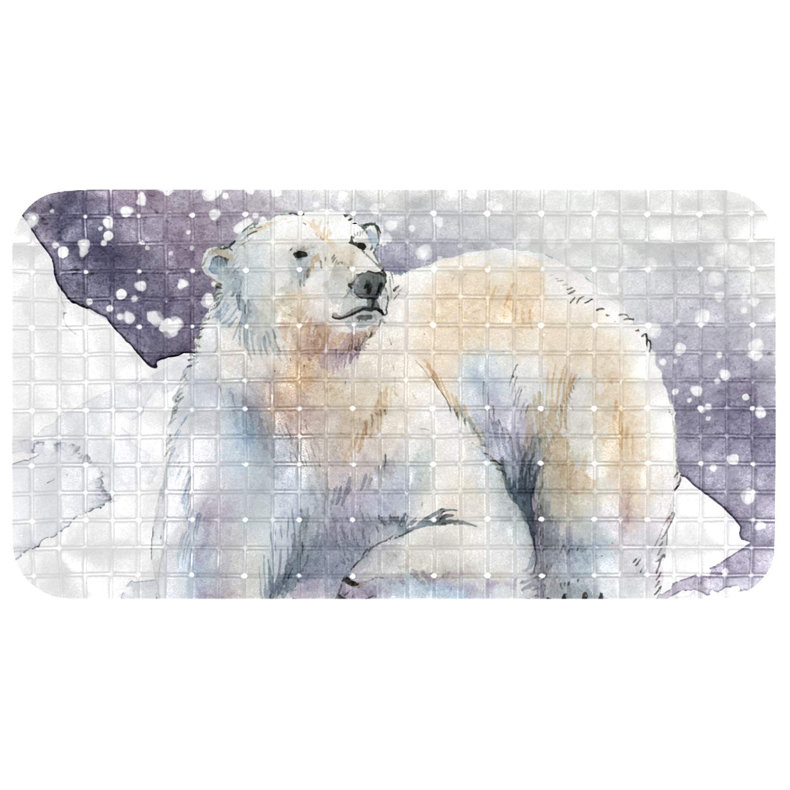 Tapis de douche antidérapant ours polaire avec ventouses puissantes 68x37cm