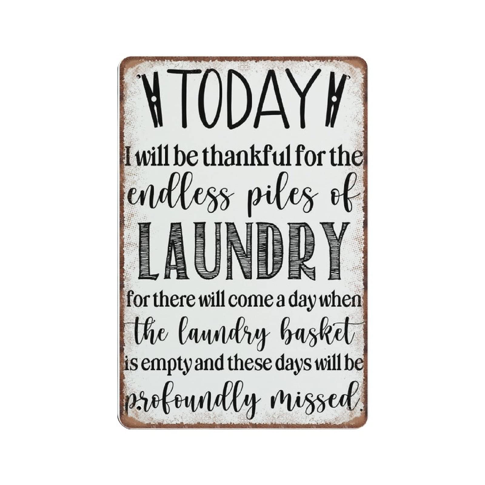 Dreacoss Material_tin 2 Endless Piles Of Laundry, Laundry Room Tin Signs, Thankful For Laundry, Funny Vintage Metal Sign Plaqu Poster Wall Art Pub Bar Kitchen Garden Bathroom Home Decor, 140Mm X 200Mm