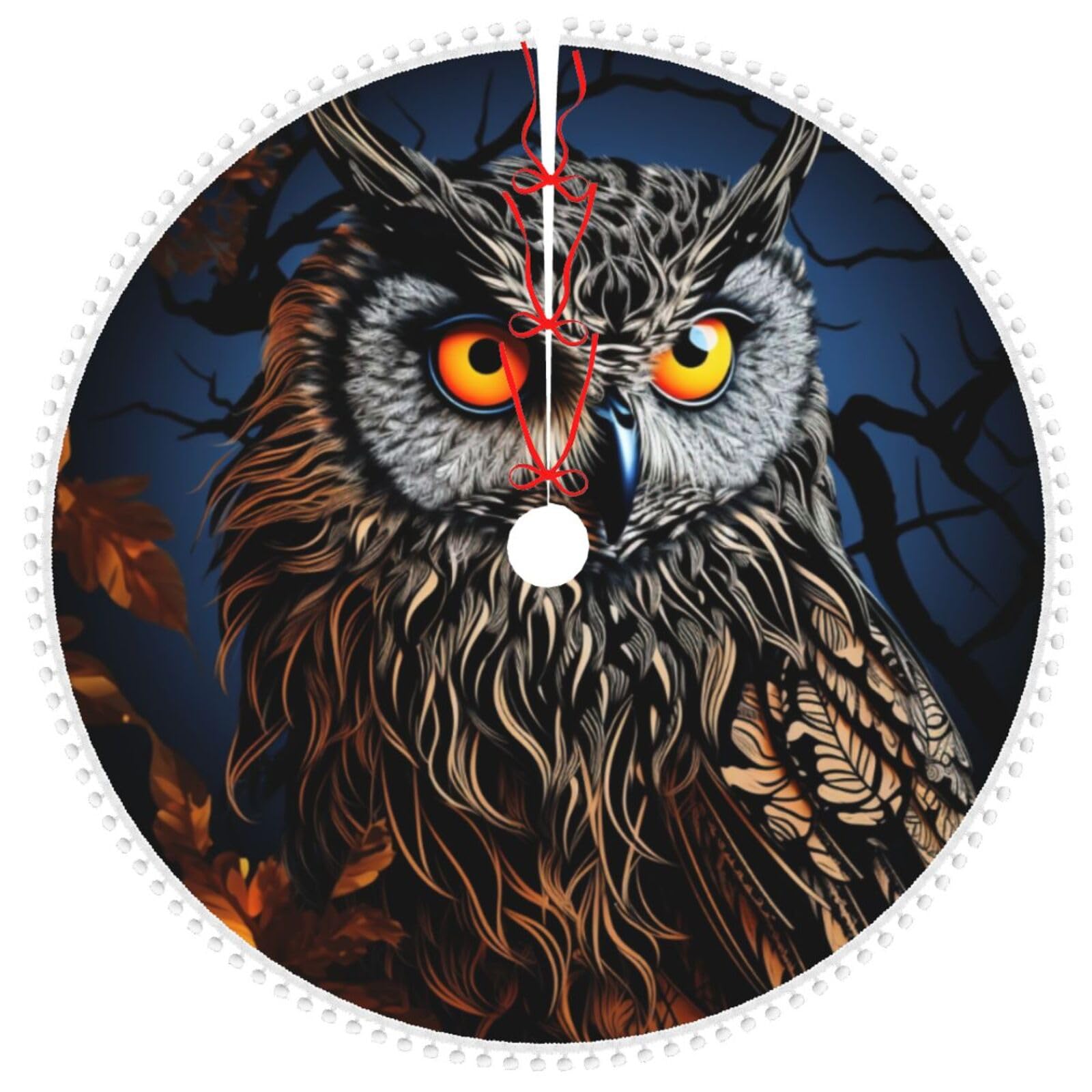 Jupe de sapin hibou noir 122 cm pour cacher le pied de votre sapin