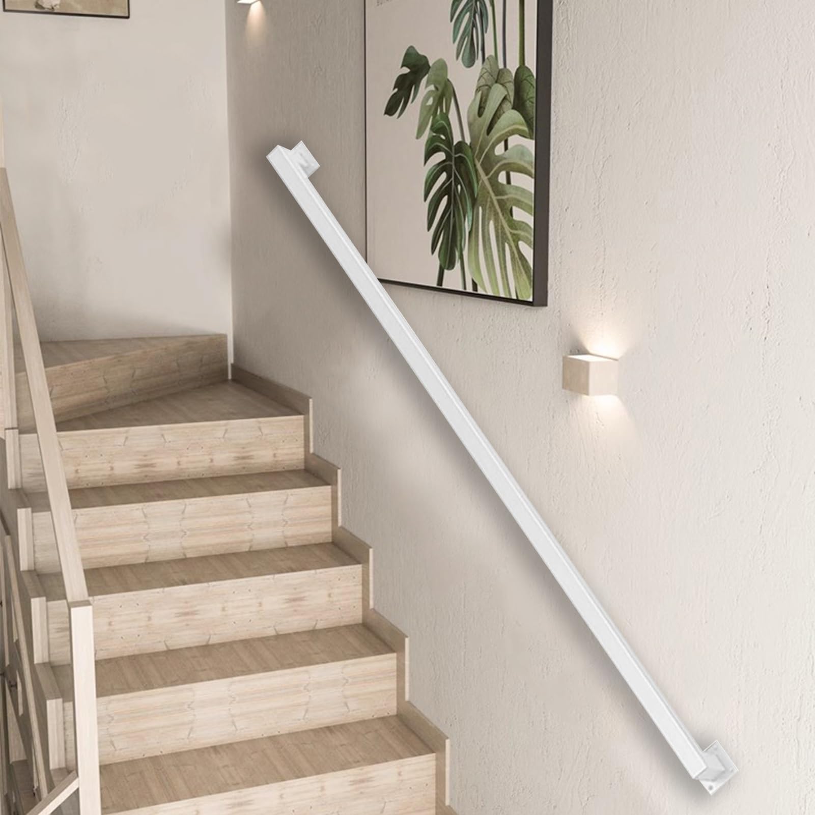 Amazon.co.jp: 白い手すり錬鉄製の階段手すりレール、壁の安全滑り止め