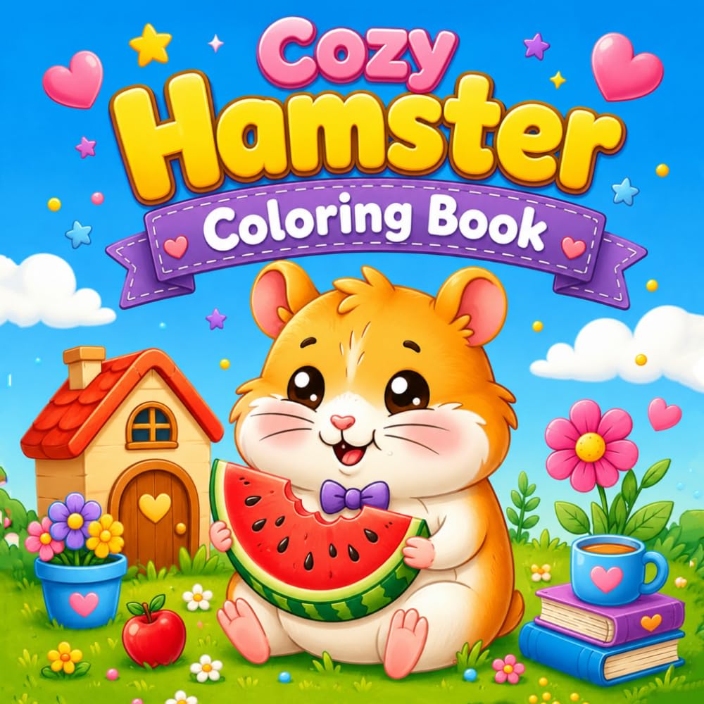 Cozy Hamster Coloring Book: Bold & Easy & Fun Cozy Cute Hamster 40 Easy Hamster Coloring Pages for Kids