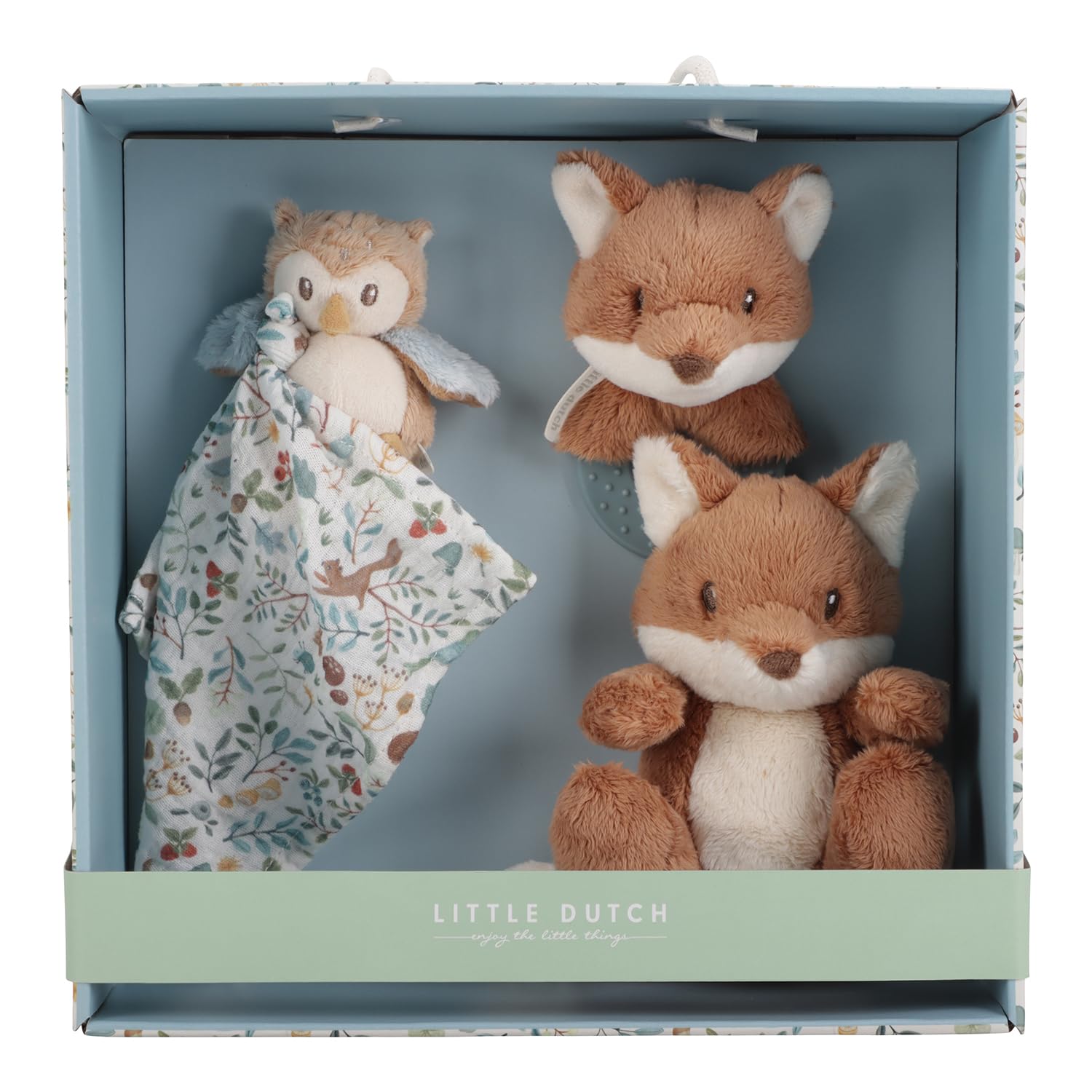 Little Dutch Set regalo per neonati, 3 pezzi (peluche, afferrare, peluche), ideale per nascita, volpe blu, Forest Friends