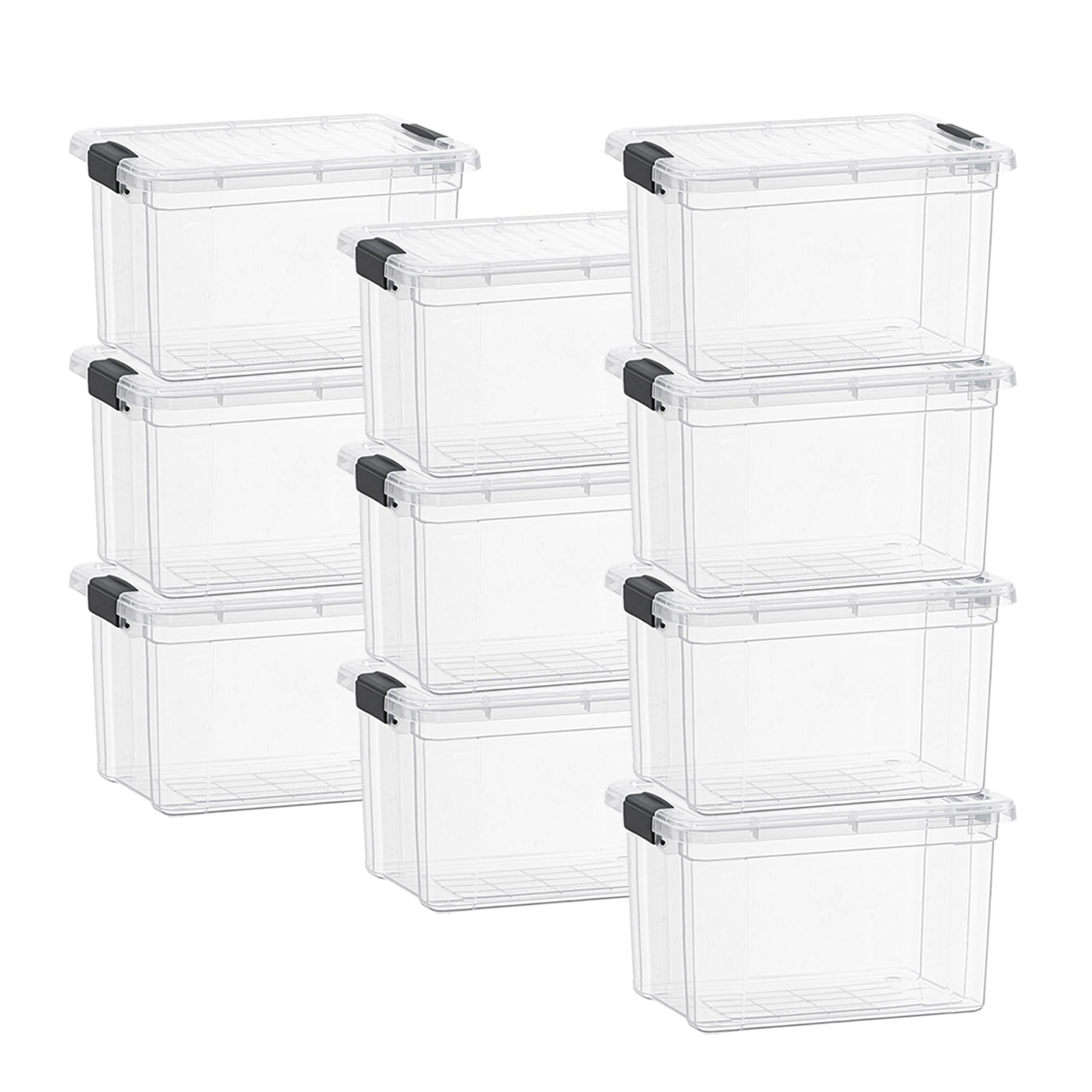 Superio 26.5 Quart Clear Plastic Storage Boxes with Lids, Stackable Organizer Containers, BPA-Free Storage Bins for Home, Office, School &amp; Dorm, 10 Pack