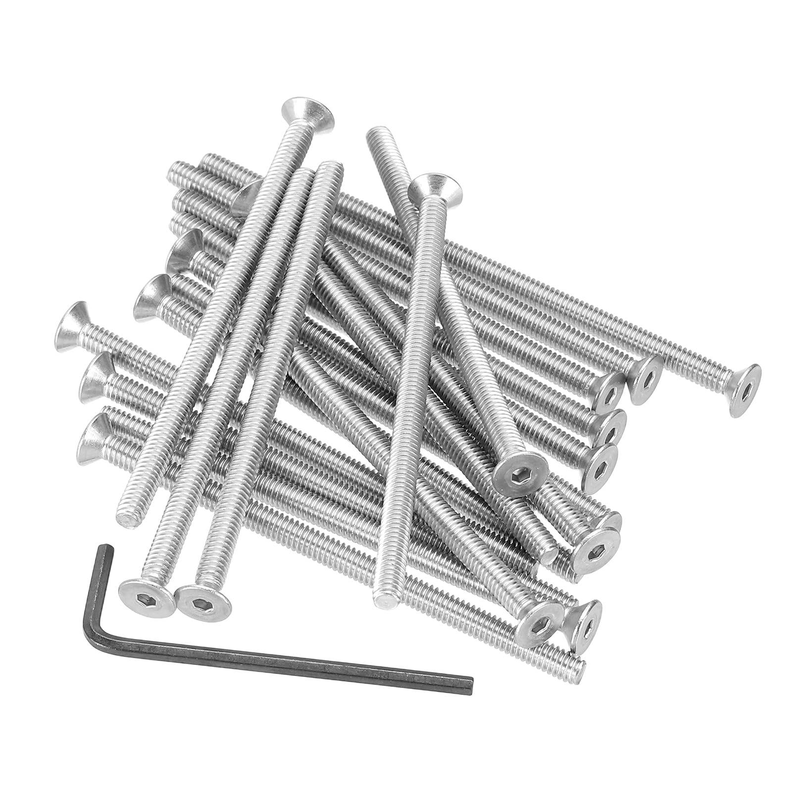 PATIKIL #8-32 x 3" Flat Head Socket Cap Screws, 20Pcs Countersunk Bolts Head Machine Screws 304 Stainless Steel (18-8) UNC Socket Drive Bolt Fasteners for Industry Machinery Household