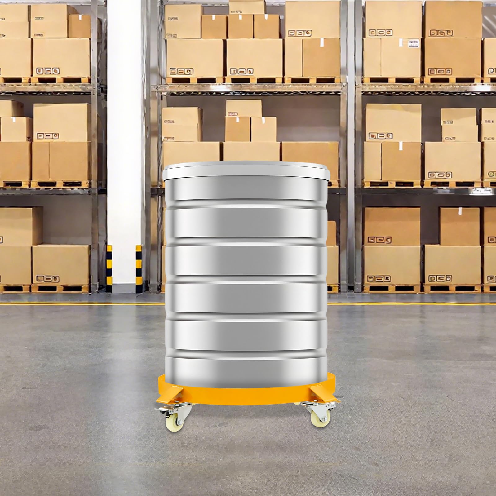 Carrello a barile, carrello a barile, con ruote girevoli, carrello per il trasporto a tamburo, portata 120 kg, carrello con 4 ruote universali, per garage, magazzini, fabbriche, banchine e molto altro