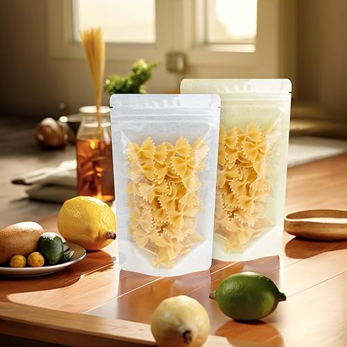 Miniatura 7 de Muka 50 bolsas reutilizables de papel de arroz para almacenamiento de alimentos con ventana transparente Ziplock, bolsas de sellado térmico para