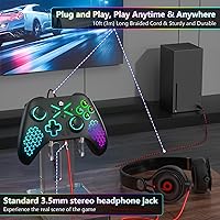 Vista 7 de Need to Upgrade LED Lighting 10ft Wired PC Controller for Xbox One, Xbox Series XS, Xbox One XS, PC Gamepad Support 3.5mm Headset Jack, RGB Light