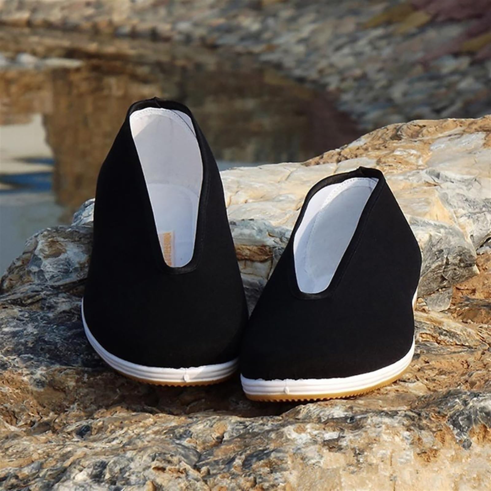 Scarpe Casual di Stoffa Nera della Vecchia Pechino, Scarpe da Ginnastica da Allenamento per Arti Marziali Kung Fu Tai Chi Pantofole con Suola in Gomma Morbida