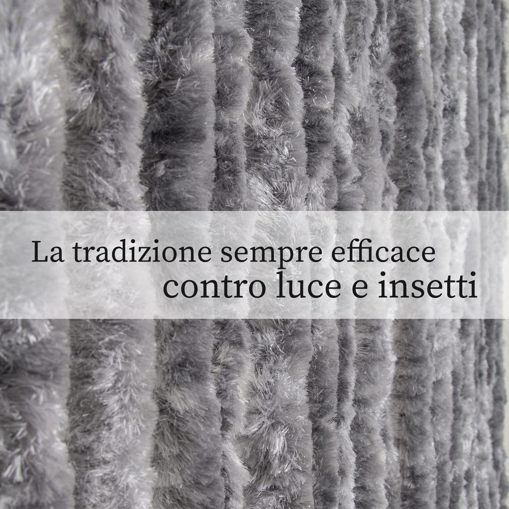 VERDELOOK | Tenda Ciniglia da Sole 100x220 cm, Grigio, Fili: 23, Tenda per Porte Anti Insetti e Anti Luce