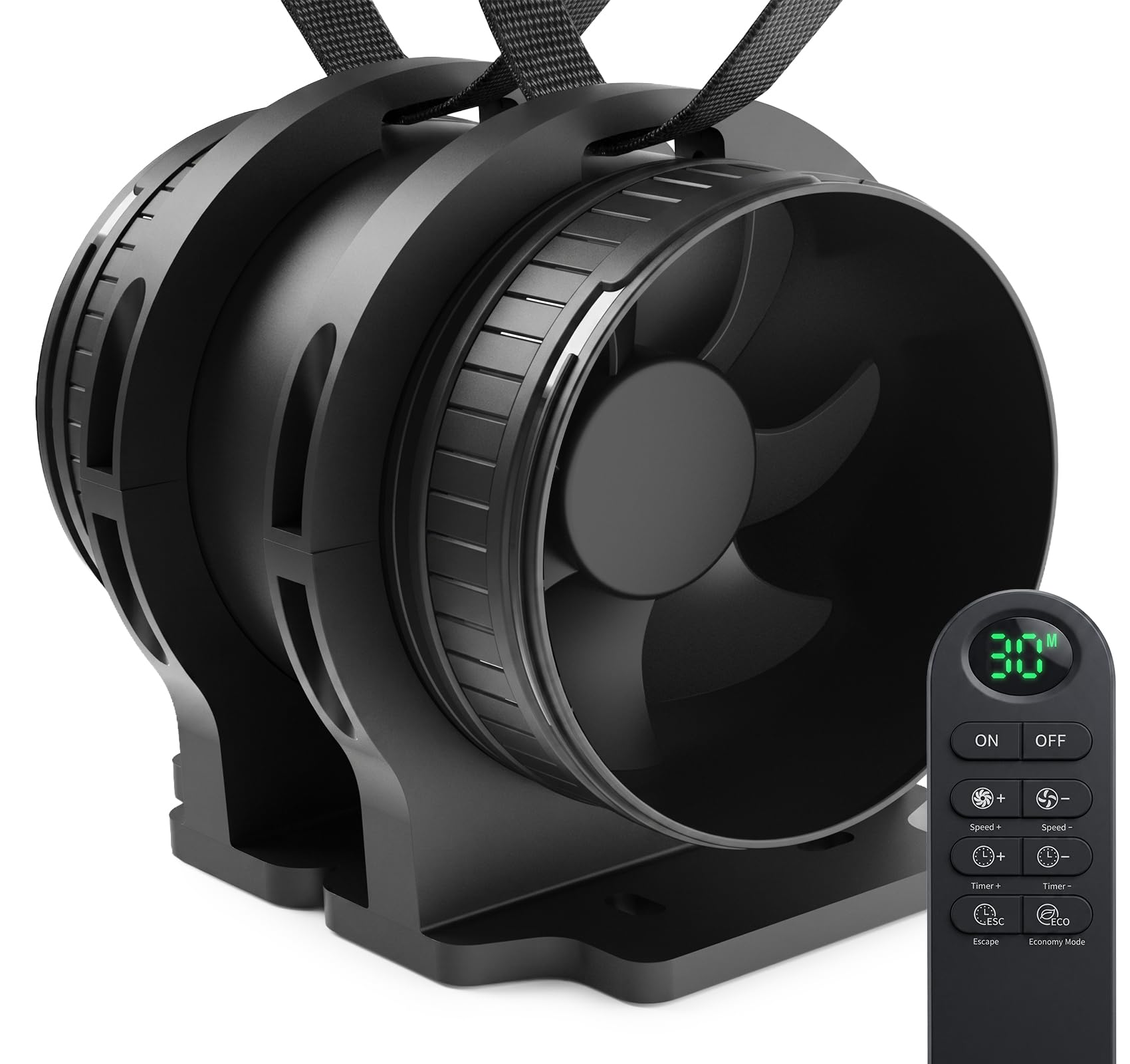 Extractor de Aire 100mm Temporizador, 8 velocità 95-310 m³/h | con Soporte, Ventilador Conducto Silencioso c/Mando Distancia, Protec. Sobrecal., Baño, Invernadero, Garaje y WC