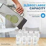 SlimFit 2 Quart (2 Liter) pichet avec couvercle - Pot d'eau pour porte du réfrigérateur - Échec 64oz pichet en plastique avec couvercle - Conteneur de boisson pour jus, Thé glacé, Café, Sans BPA en plastique, Noir