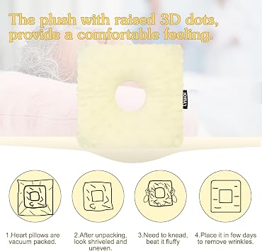 Large Ear Piercing Pillow for Side Sleepers, Side Sleeping Pillow, Ear Protector Pillows with Holes for Ear Pain CNH Piercing Pain Relief Ear Inflammation Pressure Sores Minky Dot (Beige Yellow)