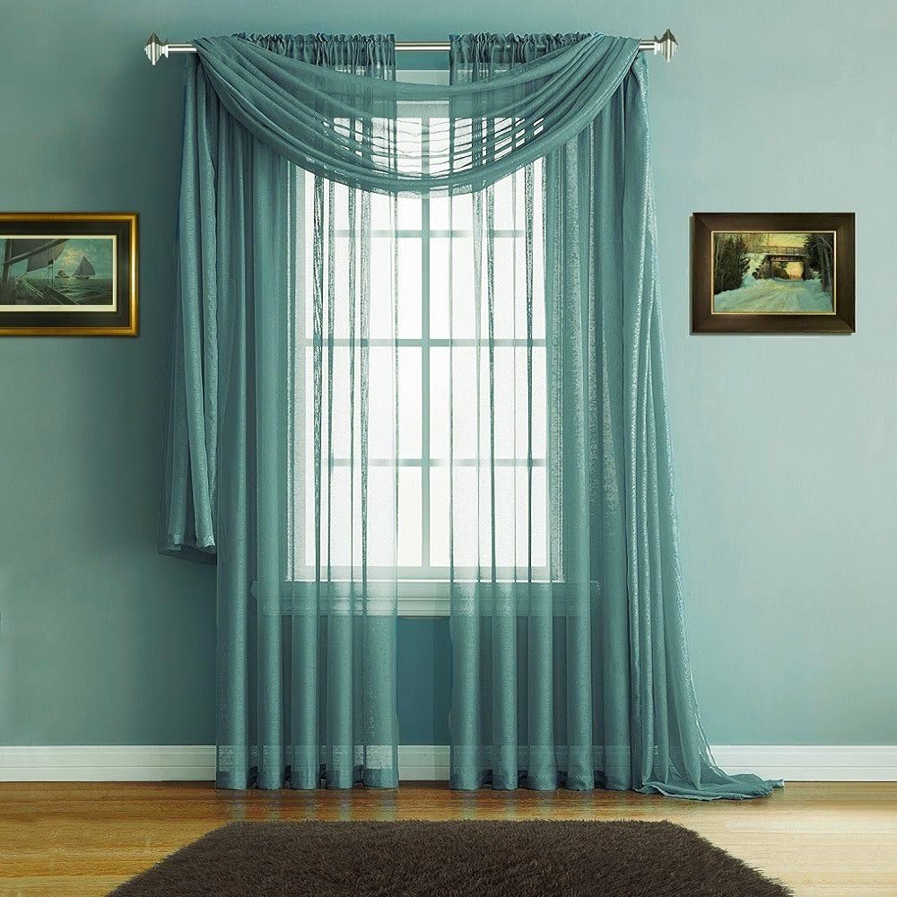 Peacock Blue Sheer Curtains Curtains & Drapes