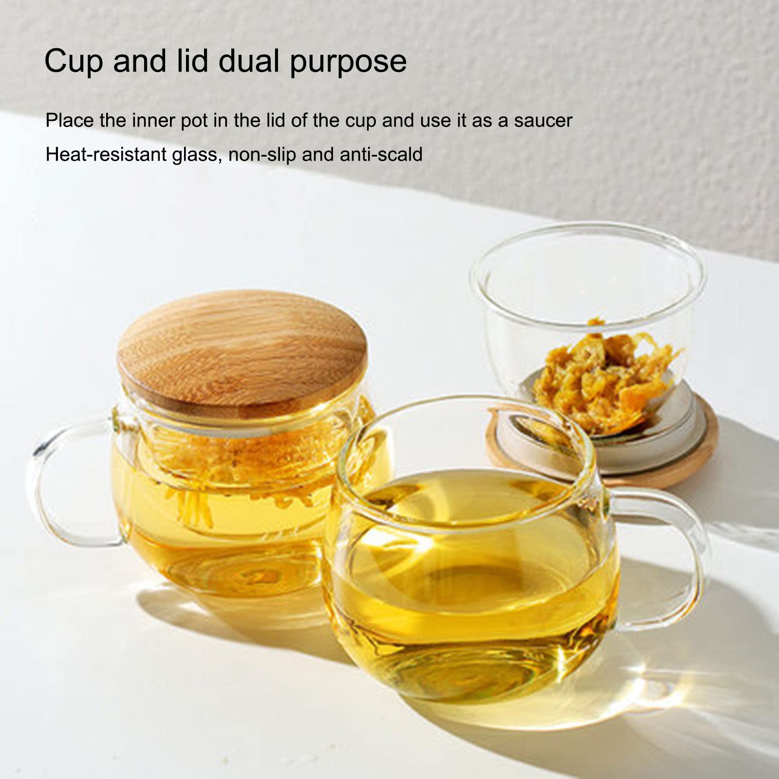 LPAYOK Cubiertas de Bambú para Tazas - Juego de 4 Tapas de Madera para Tazas de Vidrio de Té y Café