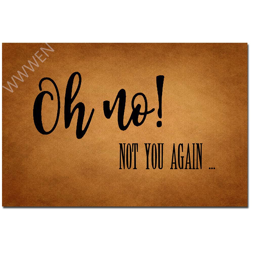 Funny Doormat with Rubber Back -Oh No Not You Again Entrance Way Doormat Non Slip Backing Funny Doormat Indoor Outdoor Rug 23.6"(W) X 15.7"(L)