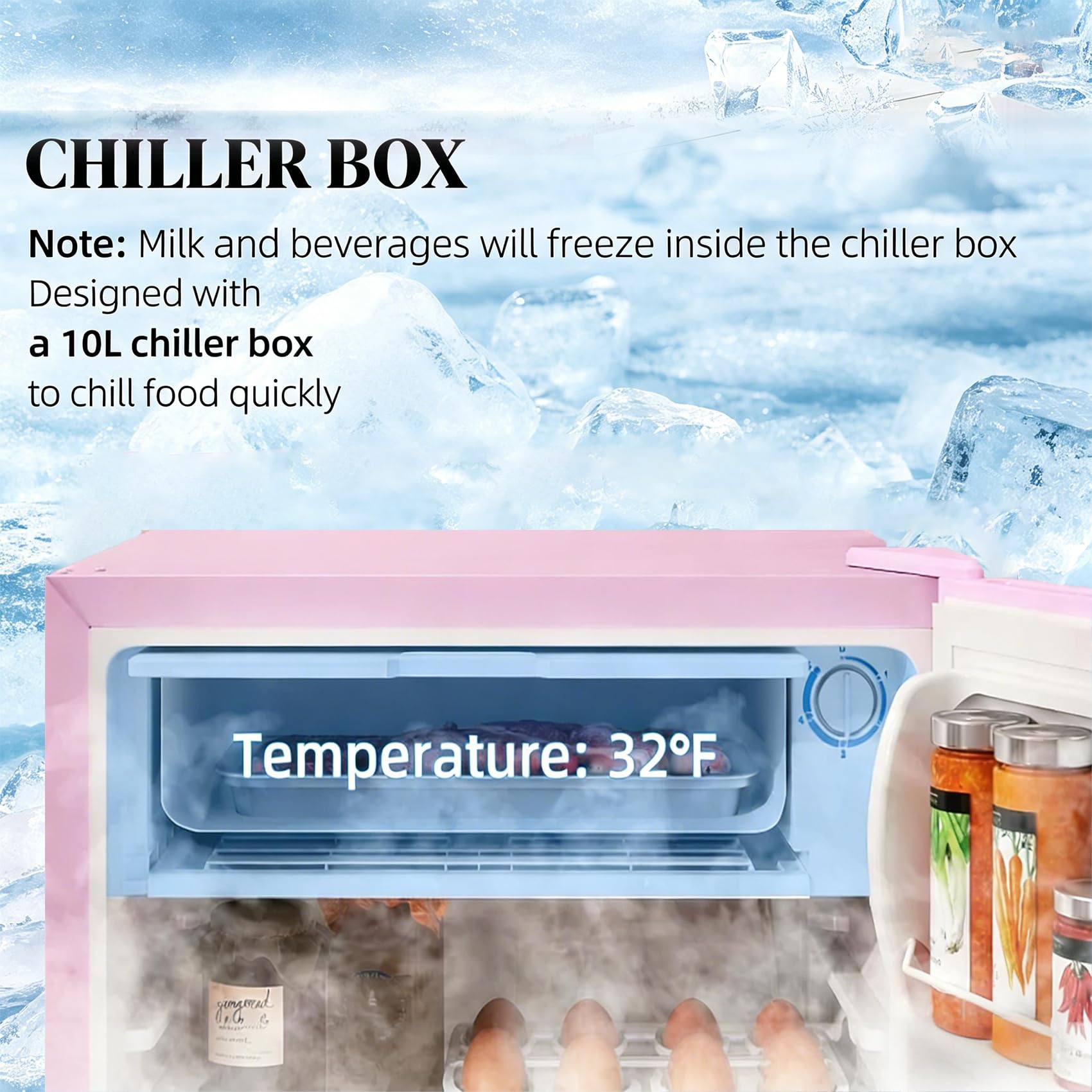 Aceinheu Small Corner Freezer, 1.1 Cu.Ft Compact Upright Freezer With 5-Level Thermostat, Pink Deep Freezer For Ice Cream Or Seafood, Portable Unit For Dorm Office Bedroom Apartment (Pink B) on Fridge.com - View 6