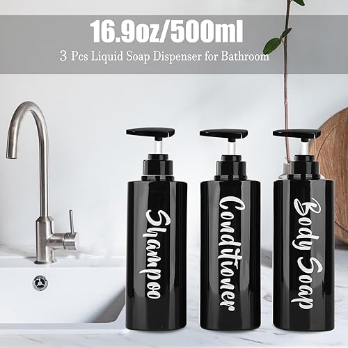 Miniatura 5 de Dispensador de champú de 16.9 onzas para pared de ducha, 3 cámaras, dispensador de champú y acondicionador sin taladros, dispensador de jabón de
