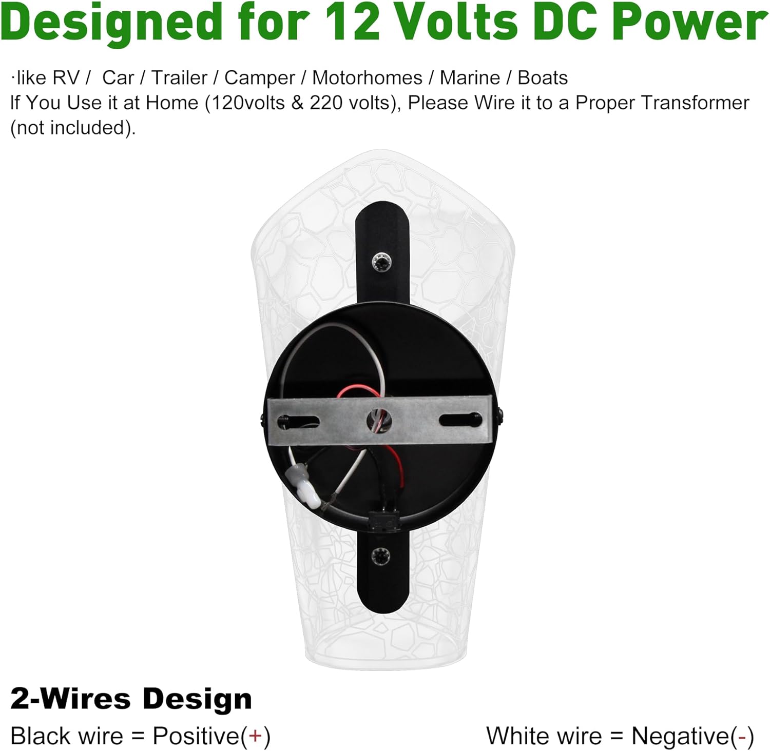 12V LED RV Wall Sconce with Switch, 3400K Warm White RV Reading Light with Acrylic Lens, RV Interior Light Fixture for RV, Motorhome, Trailer, Camper, Boat