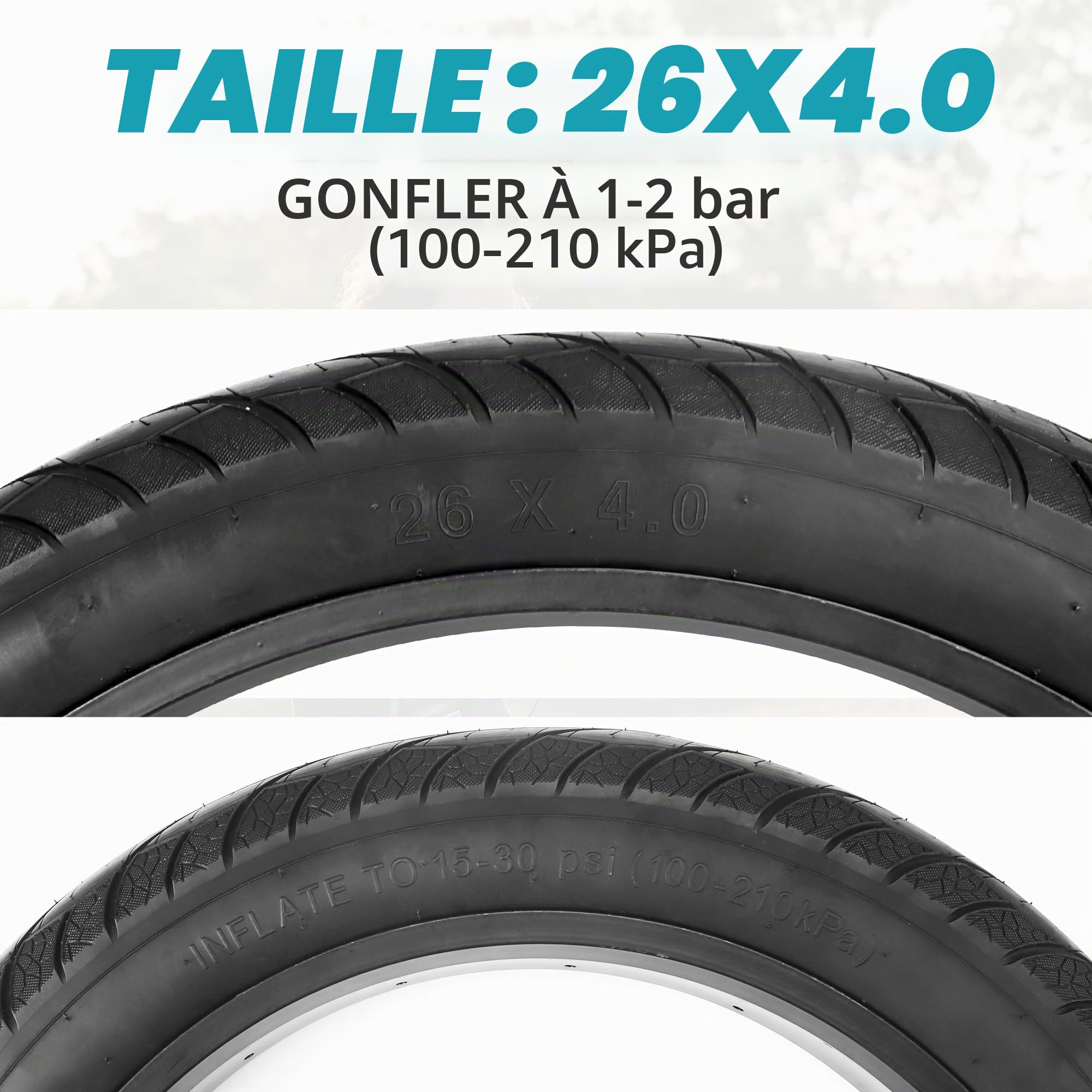 ZUKKA Pneu de vélo 20" 26" Fat Tire 20/26 x 4.0 pour vélo électrique, VTT Heavy Duty Haute Performance résistant à l'usure