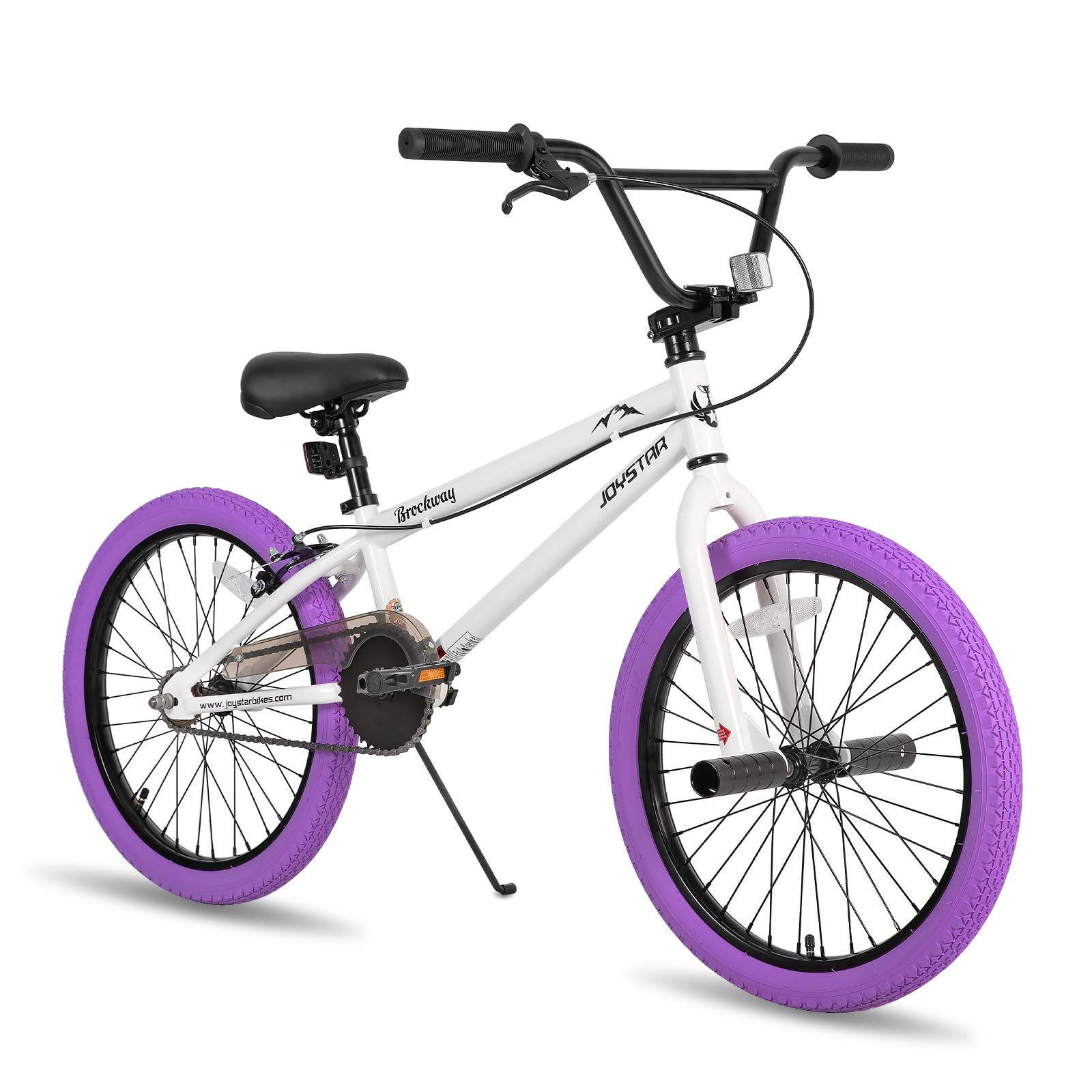 JOYSTAR Brockway Freestyle Kids BMX Bikes 20 inch Kids Bicycles for 7-10 Years Old Boys, 20 inch boys and Girls and Beginner-Level Riders 2 Pegs，Purple