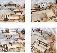 Vista 8 de RoseFlower Plataforma de hámster de madera para jaula, juguete de escalada para patio de recreo, animales pequeños, juego de actividades