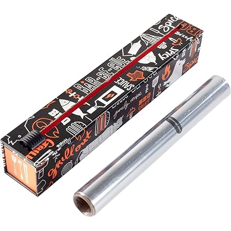 ChicWrap BBQ Grill Foil Dispenser with 12"x 30' Roll of Professional Aluminum Foil - Reusable Dispenser with Slide Cutter