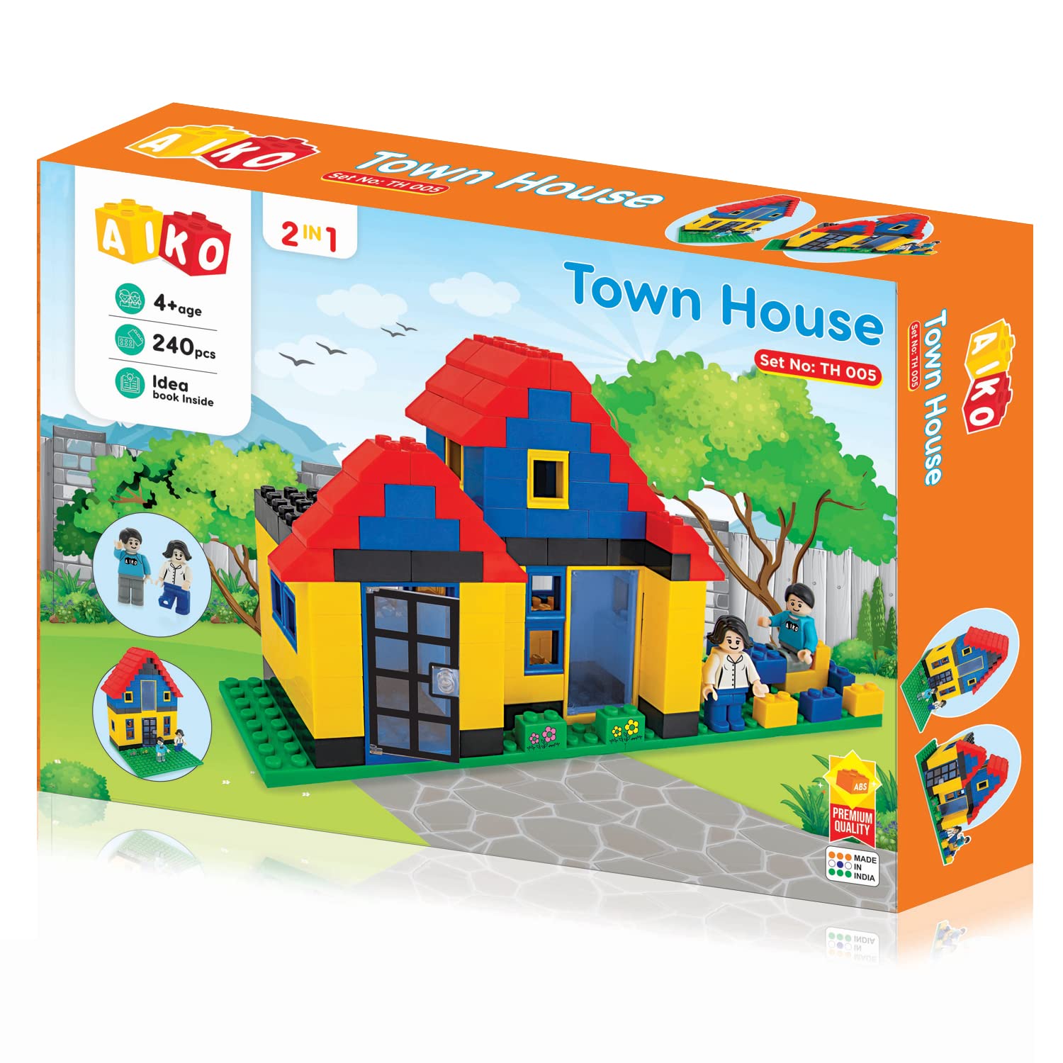 AIKO Town House Building Blocks for Kids (240 Pcs) - 2 in 1 DIY Construction Blocks - ABS Plastic | Attractive Design | Best Lock Fitting | Premium Blocks | Educational & Learning Toys | 4+ Years