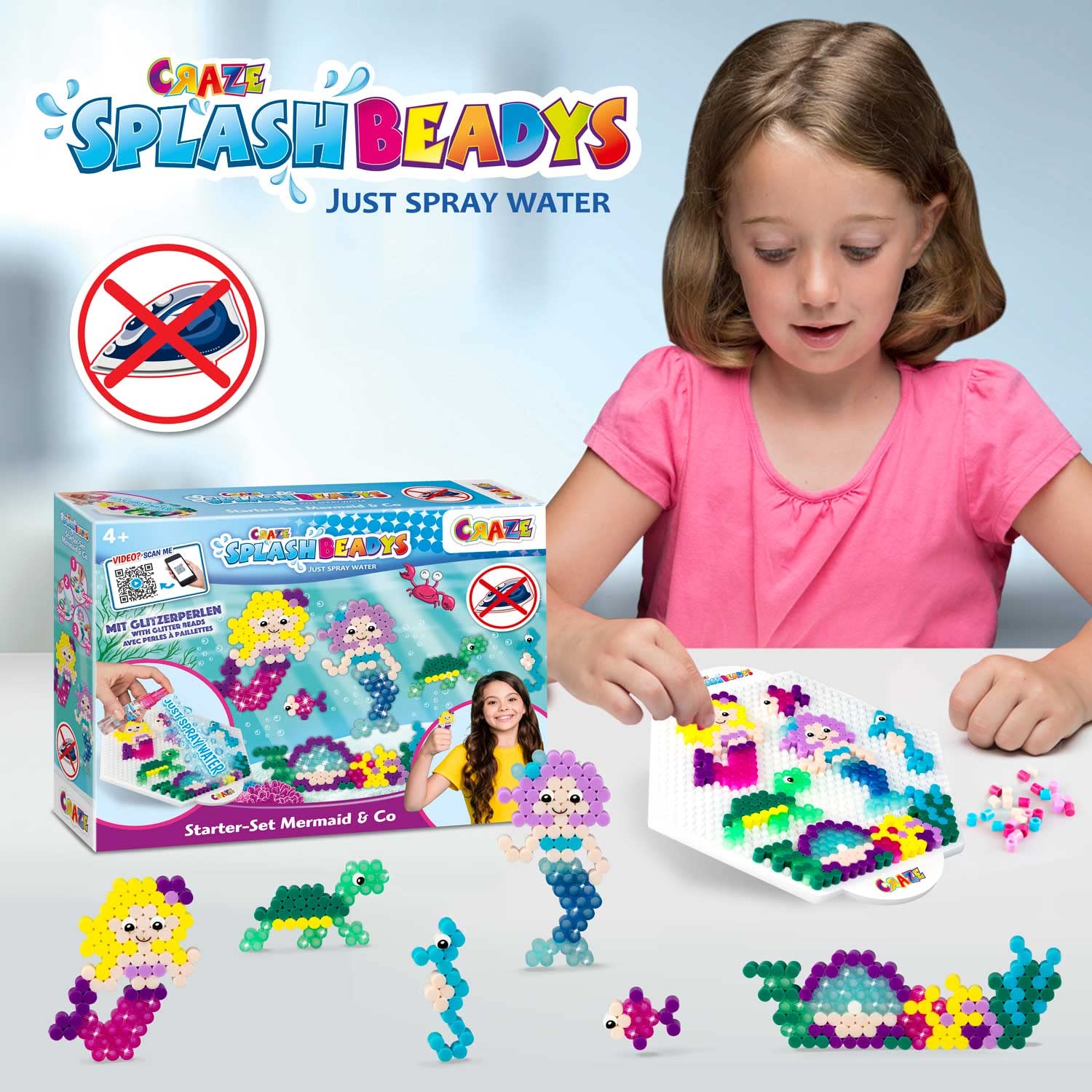 CRAZE SPLASH BEADYS Perle a repasser sans Repassage Starter Kit FLAMANT