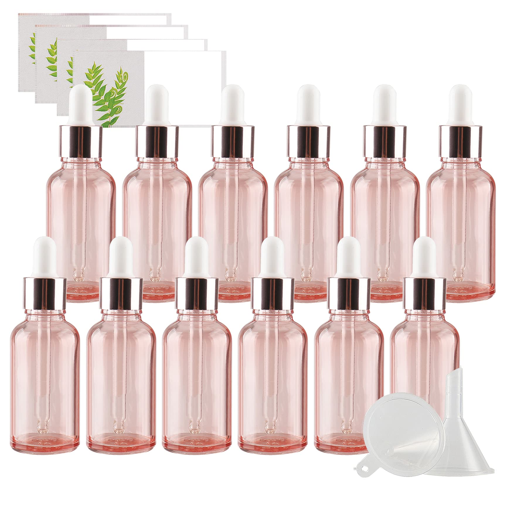 24 Pieza 30ml Rosa Botellas de Cristal con Pipeta, 30 ml Frasco Cuentagotas Cristal con Tapón de Rosca Rosa, Botella de Vidrio con Cuentagotas para Aceite Esencial Aromaterapia