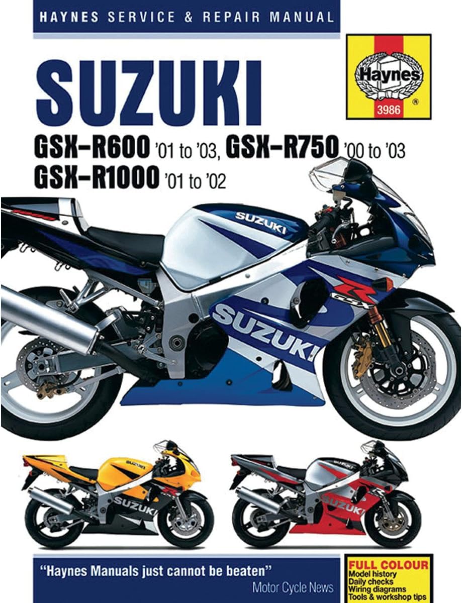 Suzuki GSX-R600 '01 to '03, GSX-R750 '00 to '03, GSX-R1000 '01-'02 (Haynes Service & Repair Manual)