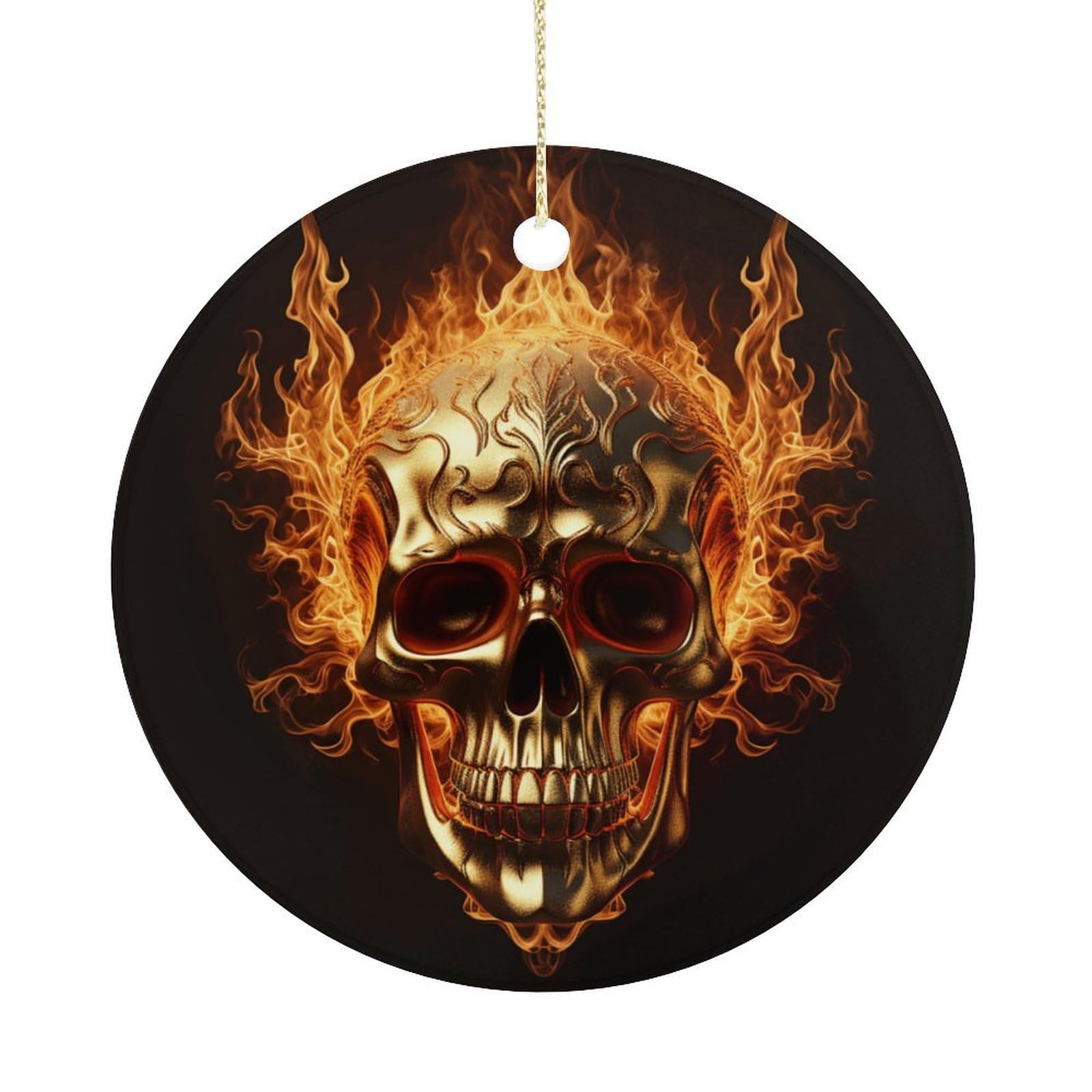 Adfgyerh Women's Style Skull And Flames Hanging Ceramic Ornaments, Christmas Tree Decorations, Funny Home Decor Gifts For Sisters & Work Best Friends