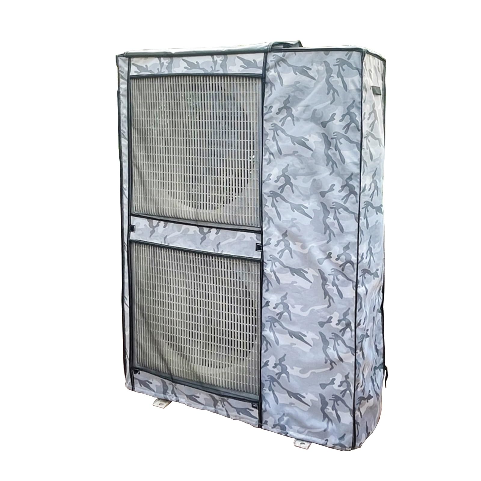 QYMYOZ Outdoor Air Conditioner Cover, Breathable 900D Fabric, Weatherproof AC Unit Protector for 110x45x150cm (43x18x59in) - Silver, Durable & UV Resistant