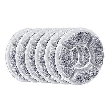 Wonder Creature Lotus Pet Fountain Filter Cat and Dog Fountain Carbon Replacement Filters, 6 Filters Pack Post Filter Keep Water Clean and Fresh Removes Bad Tastes and Odors