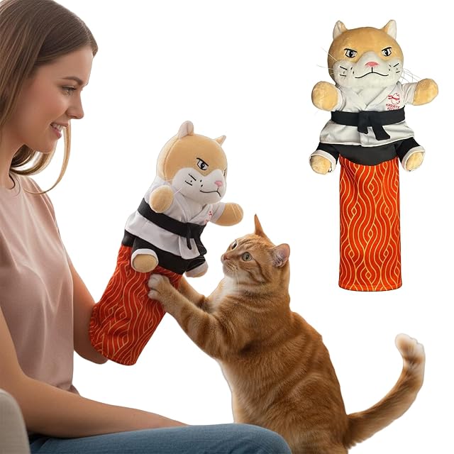 GETBSTOOP Marioneta de Lucha Felina Karate para Gatos, Títere de Karate con Manga en el Brazo