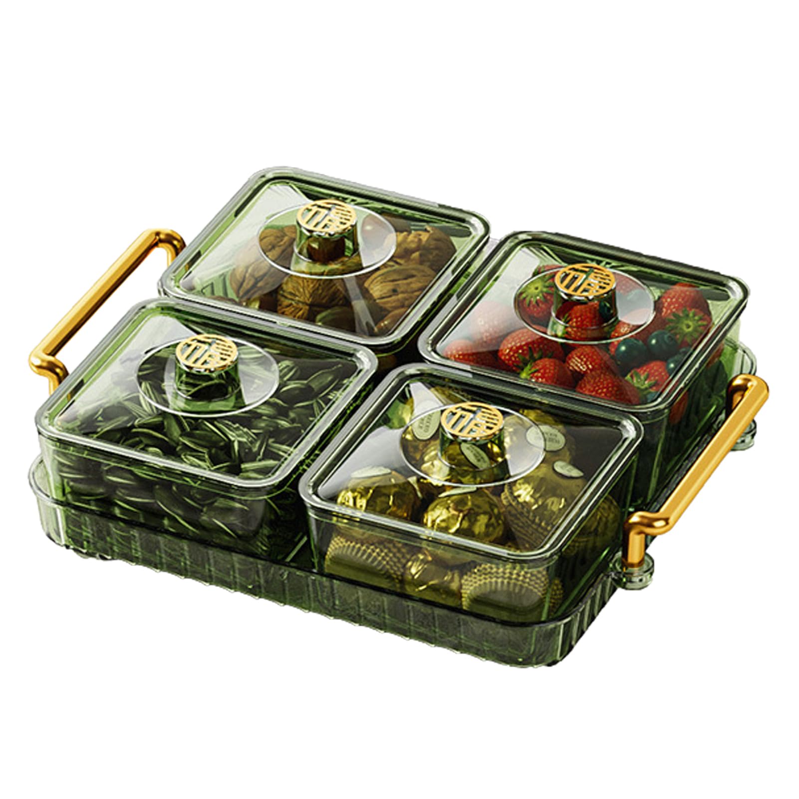 Hunya Snackle Box, Divided Serving Tray With Lid, Snack Tray, Snack Divided Platter, Dry Fruit Tray, Snack Serving Tray, Organizer For Spices, Candy, Fruits, Nuts, Snacks