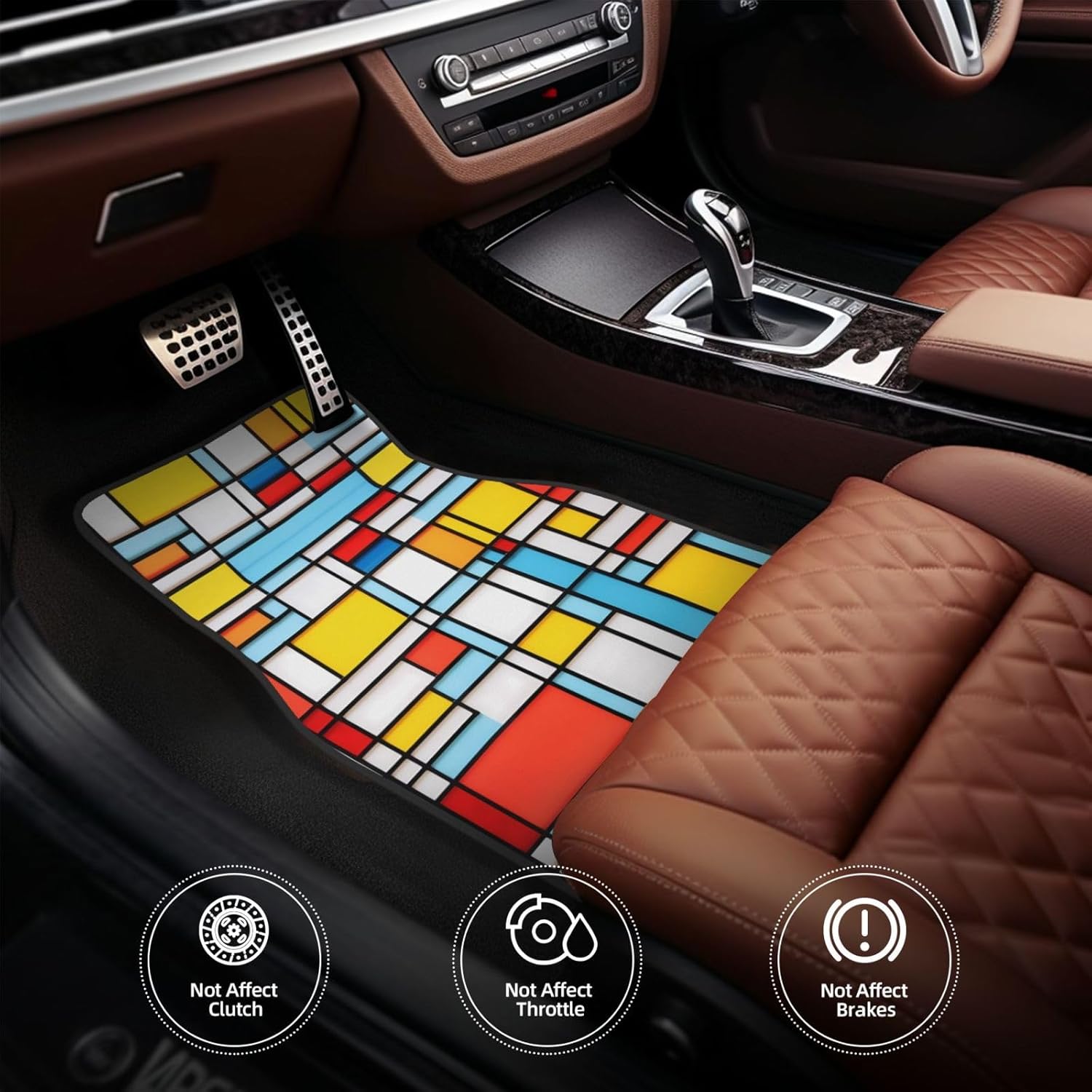 Mismatched boxes Patterned car mats 4-piece set | For cars/SUVs/trucks | Firm fit without displacement