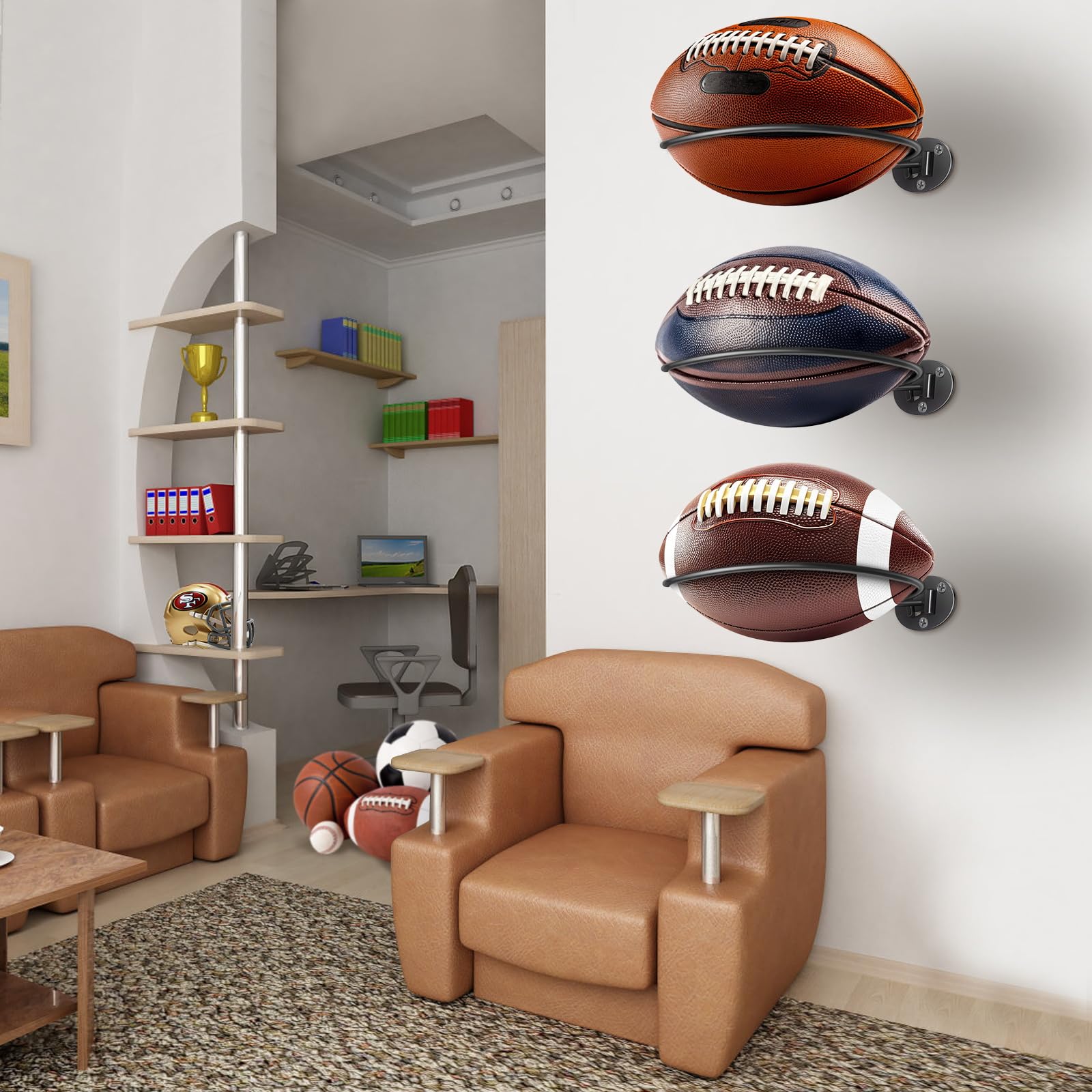 Football Room Decor - 2 Pack Wall Mount Holders -4