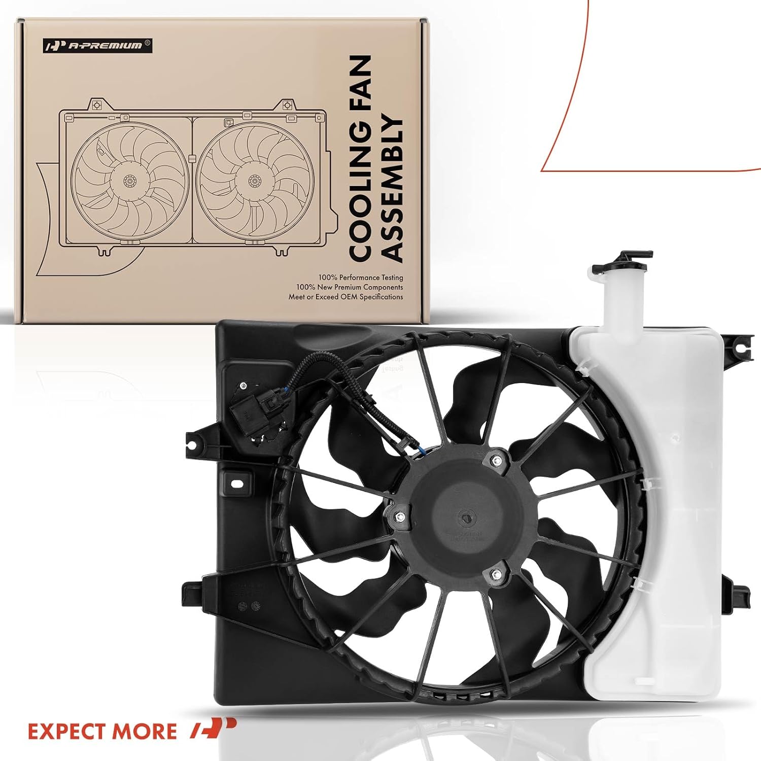 A-Premium Engine Radiator Cooling Fan Assembly Compatible with Hyundai & Kia Models - Elantra 2014-2016, Elantra Coupe 2013-2014, Elantra GT 2013-2017, Forte, Forte Koup, Forte5 - Replace# 253803X500
