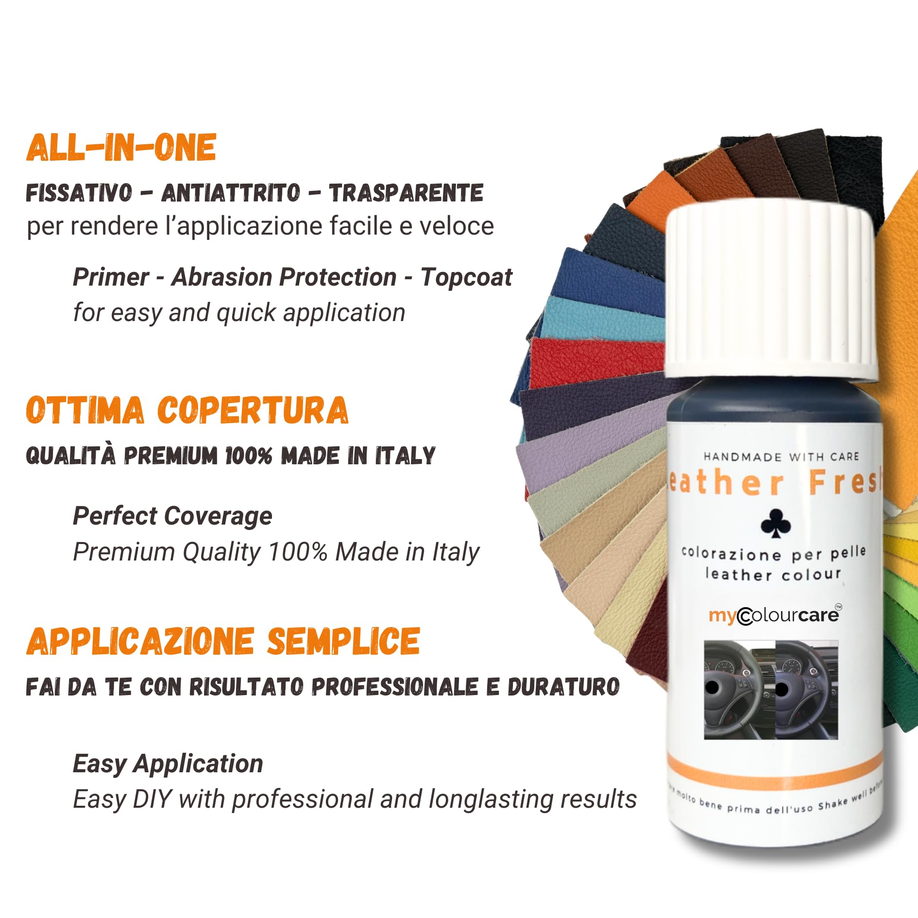 Colourcare24 Kit Ritocco Volante Nero in Pelle Similpelle Ecopelle Riparazione Cuoio Vernice - Alternativa al Coprivolante - Facile Applicazione